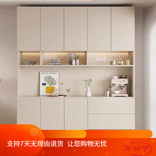 Congwen soporta gabinete de madera maciza personalizada gabinete de almacenamiento de pared integrado gabinete de vino de la puerta del té estilo de comedor 15320*40*220 enviar luz de inducción