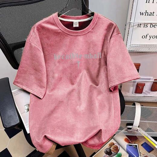Woodpecker American Suede kurzärmelige Männer 2025 Sommer High Street Trendy Marke Nischen T-Shirt Retro vielseitiges Paar T-Shirt-Hellgrün-C694 M 70-90jin [Jin ist 0,5 kg]