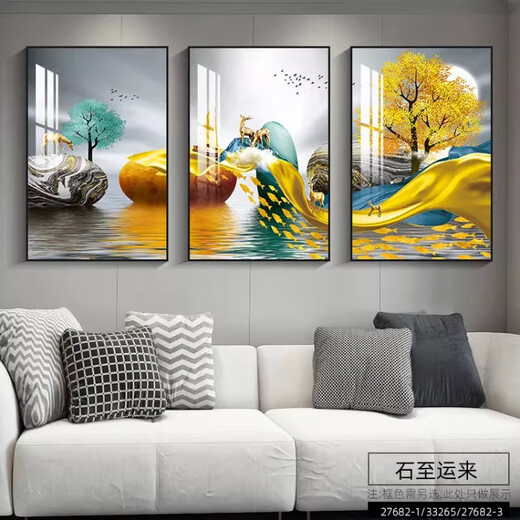 New living room decorative painting, high-end sofa background wall hanging painting, light luxury atmosphere mural, restaurant bedroom painting, peace and joy 40*60 triple high-definition dust-proof picture