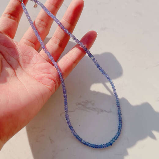 Guran Natural Tanzanite Abacus Bead Necklace Women's Fashionable and Versatile Elegant Clavicle Chain Simple Design High-end
