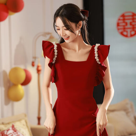 Xuantuya Engagement -Kleidung für Frauen kann normalerweise Sommer -Toast -Kleidung für Brautkleider für Brautkleider für Frauen tragen. Tägliche Routine Red 6996 s [80-92Jin [Jin ist 0,5 kg]