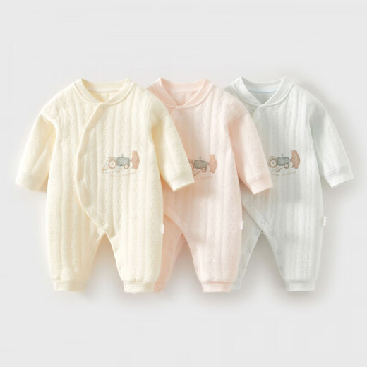 KELIXIONG baby jumpsuit autumn and winter pure cotton warm newborn clothes quilted men's and women's baby romper pajamas autumn rich orange 90cm