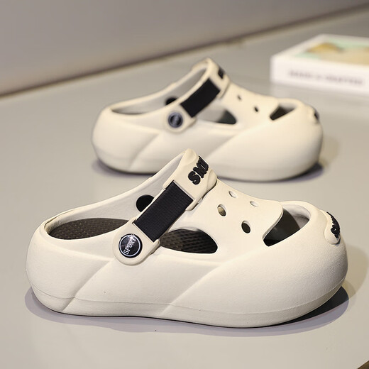 G.DUCK little yellow duck summer new children's hole shoes for boys non-slip thick-soled children wearing Baotou beach baby sandwich Khaki 34