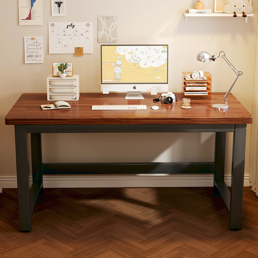 New appearance computer desk eSports desk home desk desktop desk study table writing desk bedroom long table XZ26 12MM thickened 100*60CM-Dream walnut color