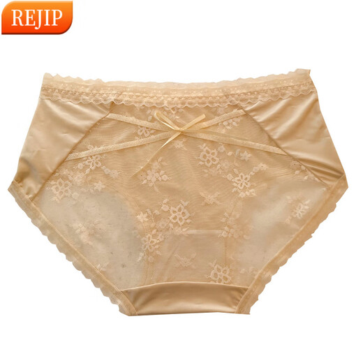 REJIP轻奢法式纯欲蕾丝内裤女性感提臀夏季薄款透气中腰绑带少女生私房 黑色 M 80-100斤 3883