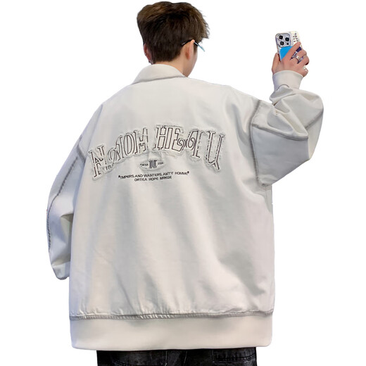 Dragon Peach Biker Veste Men's Spring 2025 American High Street Trend Brand Baseball Cold Veste Men's Men's Men's Men's Casual and Beautiful Vêtements 695 Beige M Environ 80-120 Jin [Jin équivaut à 0,5 kg] peut être porté