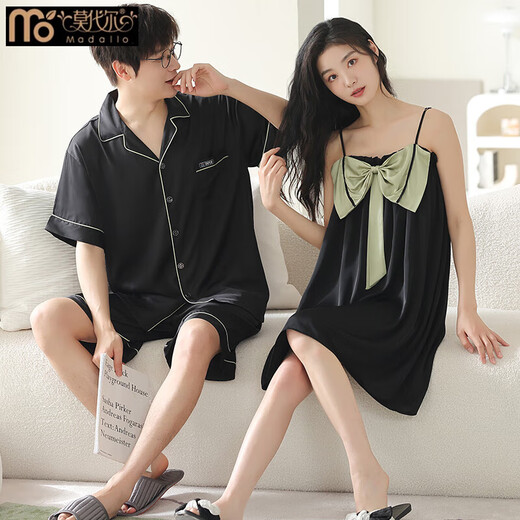 Modales Paar Pyjamas für Sommer dünne Seide Neue Kurzärmelige ein Männer und Frauen Nachthemd Hosentender sexy Heimkleidungsanzug Sommer G-6210 2xl Herrenstil: [155-180jin [Jin gleich 0,5 kg]]