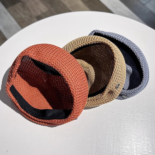 Pengxuan Japanese designer shaped pleated beret hat for women, all-match face-showing spring and summer milk silk breathable painter's hat, off-white M