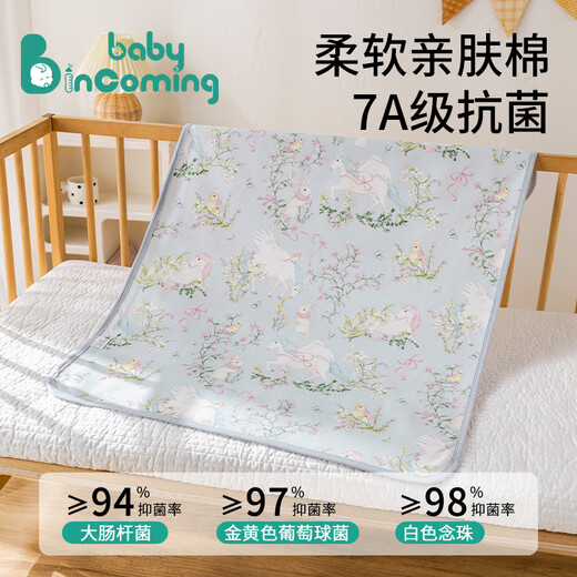 BABY INCOMING婴儿隔尿垫大尺寸防水可洗纯棉a类透气尿布姨妈月经多功能护理垫 2条装【天鹅公主-熊猫乐园】 68x90cm