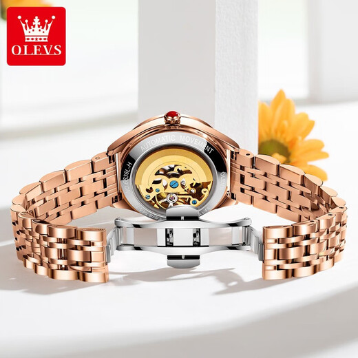 Olevs (OLEV) Top 10 de montres certifiées pour femmes montres mécaniques entièrement automatiques Cadeaux de montre pour femmes Temperament pour femme en acier White Floor 6636 [Ensemble en trois pièces]