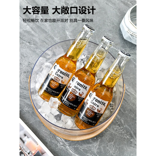 Fat Donglai's same quality acrylic portable ice bucket, light luxury fruit tray, hand basket, household fruit bucket, modern and simple, transparent fruit bucket - small size/with handle