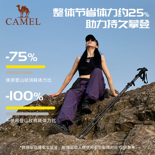 Camel (Camel) Caña de senderismo al aire libre Caña ligera de aluminio plegable Aleación de muleta Equipo de senderismo para muletas de edad avanzada Anti-Slip P672