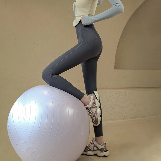 
ACKDCS inspiration yoga pants for women in spring and summer high waist tight running Pilates sports trousers peach buttocks fitness pants K9887 Pigeon gray L