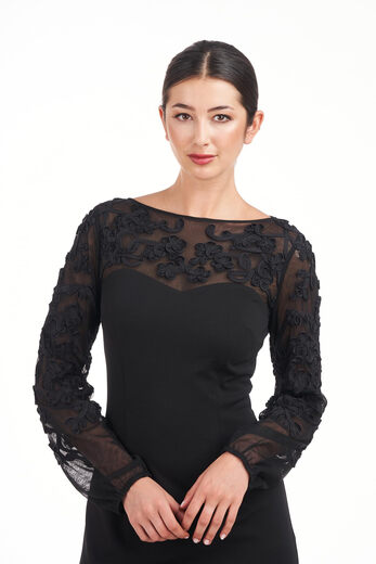 JS Collections Women's Sammi Soutache Dress, Black Black 10