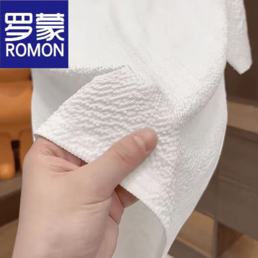 罗蒙（ROMON）2025新款夏季冰丝t恤短袖男高端潮流休闲半袖凉感高品质百搭体恤 1105白色 轻奢质感 M 90-105斤