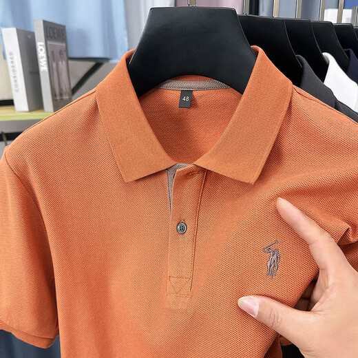Laurenrapolo (LAURENRAPOLO) Lough Lauren Pony Embroidered Short Sleeve T-shirt Men's Summer Casual POLO Shirt Top Black p693 M