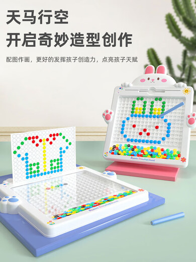 Ju le Baby Magnetic Pen Control Board Kindermagnetpenstkontrolle Baby 1-2 Jahre Magnetische Penförderer Malplatine Spielzeug Extra Large Picture Board [Blue Rabbit]