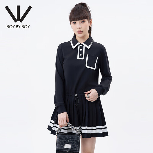 
BOY BY BOY Shopping Mall same fashion brand women's loose comfortable and fashionable versatile knitted dress W17081 Black M