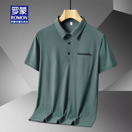 Romon Daddys Sommereiseis-Kurzärärt-T-Shirt für Männer im Sommer mittleren Alters und älteres Polo-Hemd lässig mit mittlerem Alter 1105 Grau l geeignet für 110-125 Jin [Jin ist 0,5 kg]