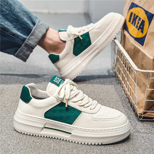 
Men's shoes for summer breathable 2025 new small white shoes for men Korean style versatile thick sole sports and casual shoes for men 9906 white and black 39