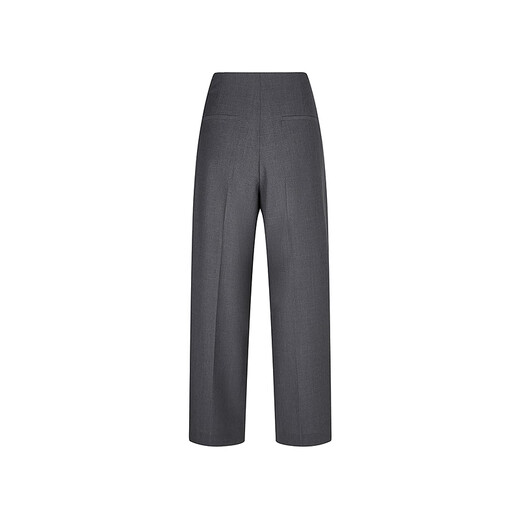 LESS [Same Model in Shopping Mall] 2025 Summer New Wool Casual Straight Cropped Pants Women 2P4E13660 011 Carbon Black XS