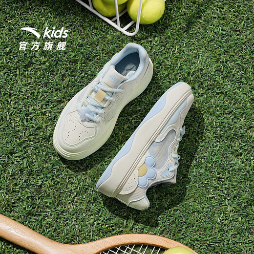 Anta Children's Sneakers Girls 'Chaussures 2025 Été Nouveau produit Souffle Campus Chaussures blanches Chaussures de planche basse IVORY Blanc / Frozen Blue-1 36