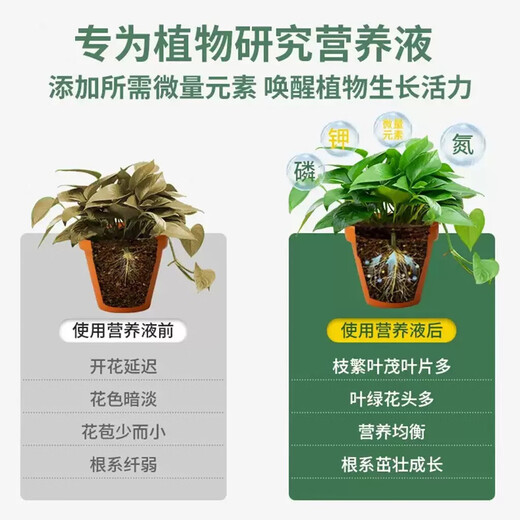 Gardening concentrated flower nutrient solution universal multi-functional organic fertilizer to promote the growth of plants and flowers and improve the soil 2 large bottles of 1000ml + supplementary nutrition + special benefits