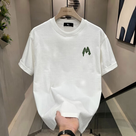 
GTYUWVG2025 Summer Casual Men's Short Sleeve T-Shirt Summer Half Sleeve Pure Cotton Trendy Brand Loose All-Match Top T V983 Black 4XL