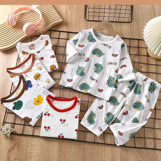 
Children's pajamas and home clothes set pure cotton summer new style boys air conditioning clothes girls' clothes summer children's clothing J43 90