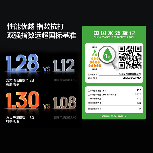 Fotile Panda dishwasher V6 series built-in household 17 sets large capacity 100 steam sterilization 02-V6A trade-in national subsidy