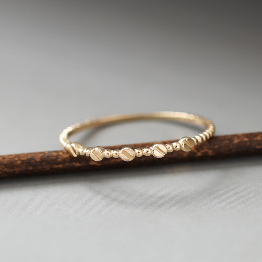 OEMG exquisite Korean pure 14K gold ring women's mini slim round bean K gold joint ring tail ring gift in stock women's size 16