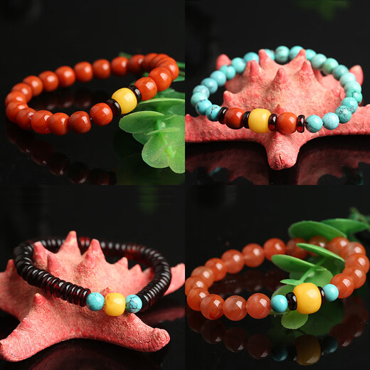 Zhuxin natural raw mineral beeswax old-style barrel beads single beads loose beads spaced beads Buddha beads bracelet single bead amber bracelet accessories diameter about 7mm single bead