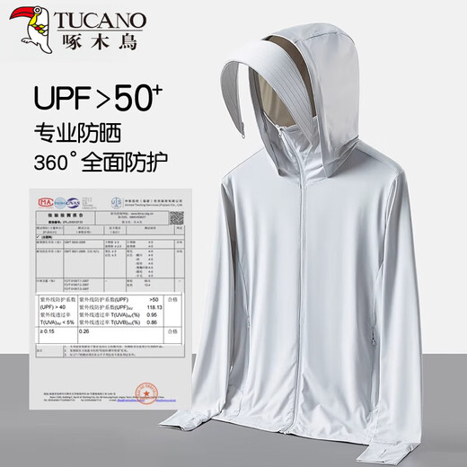 Woodpecker Ice Silk Sun Protection Clothes Men's 2025 Summer New Anti-UV Outdoor Covers Lightweight Breathable Fishing Sun Protection Clothes 9088-Glacier Gray Ice Feel Sun Protection, Available 2XL Recommended 150-165 Jin Jin equals 0.5 kg to wear