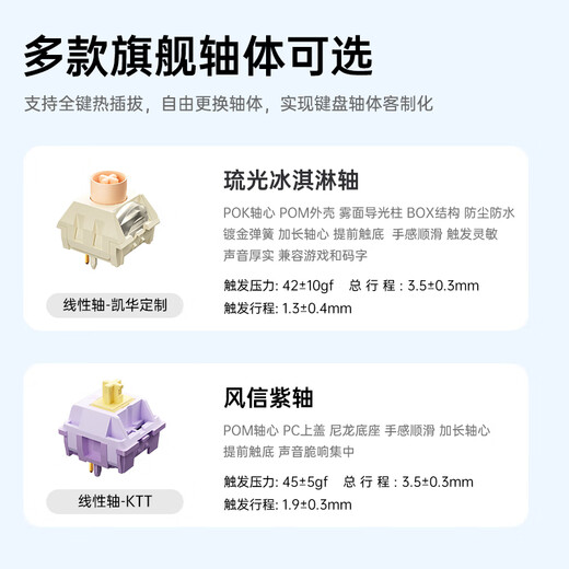 MCHOSE K99 V2 customized mechanical keyboard wireless Bluetooth wired three-mode structure full-key hot-swappable e-sports game office notebook iPad universal K99 V2 clear sky blue-glazed ice cream axis