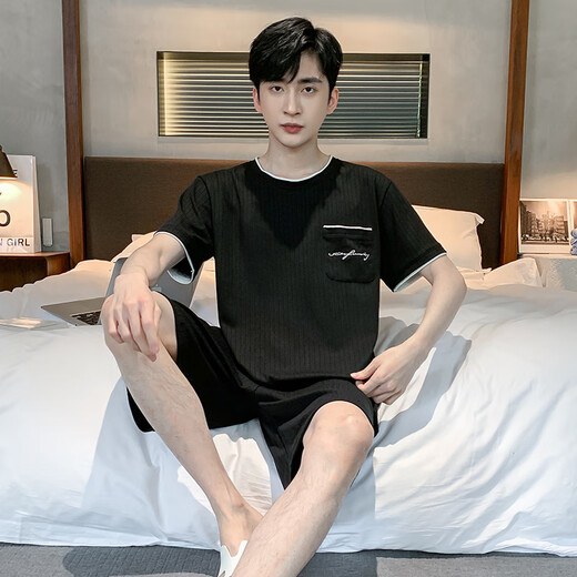 Herren-Pyjamas 2024 Neue Pure Cotton Short Sleeve Shorts Dünn Sommer lässig zweiköpfige Home-Kleidung großer Größe 9928# xl [vorgeschlagen 120-140jin [Jin ist 0,5 kg]]