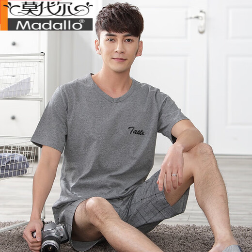 莫代尔夏季睡衣男士纯棉短袖短裤薄款春秋青年夏款休闲加大码家居服套装 TZ863 XL 【建议125-155斤可穿】