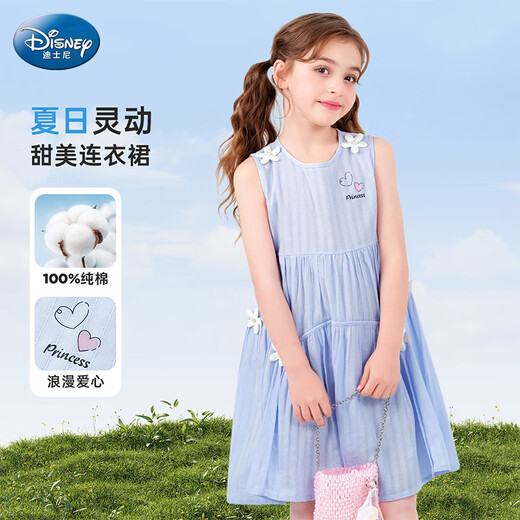 Disney girls skirt summer 2025 new girl princess skirt girls floral dress dress PBZPL3034 blue 130
