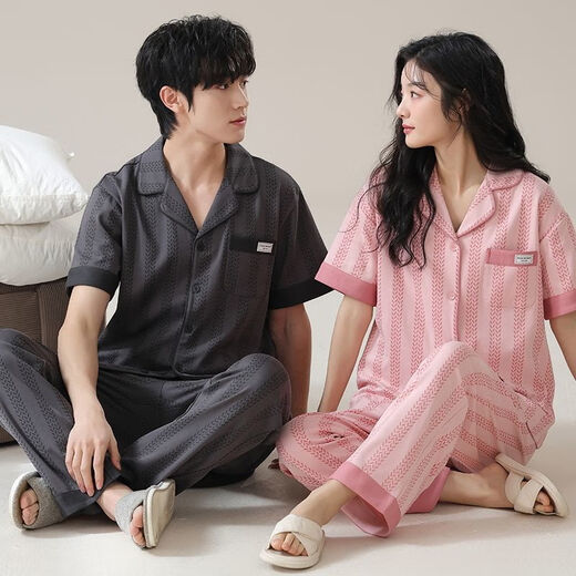 Zhenyunyuan pareja Pajamas 2025 Summer nuevo pantalones de manga corta Conjunto de ropa casual de manga corta para el hogar Qnmyzt9735 Women's M [sugerido 80jin [Jin equivale a 0.5 kg] 100Jin [Jin equivale a 0.5 kg]] tamaño universal