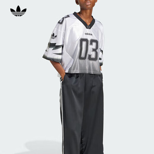 Adidas clover Frauenkleidung 2025 Neue echte Komfort Flip Flop Sport Kurzarm Uniform Kurzes T-Shirt JX9216 XS