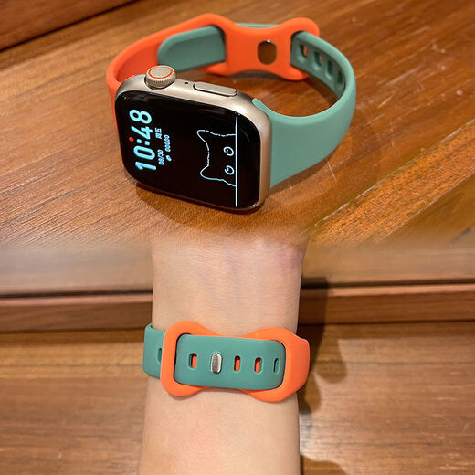 La correa de silicona de la cintura pequeña es adecuada para iWatch Apple S10/S9Ultra/8/723/5 Cadena contrastante SE/46 mm [Color de té de leche Azul empalado Gray] No hay reloj es adecuado para 38/40/41 mm