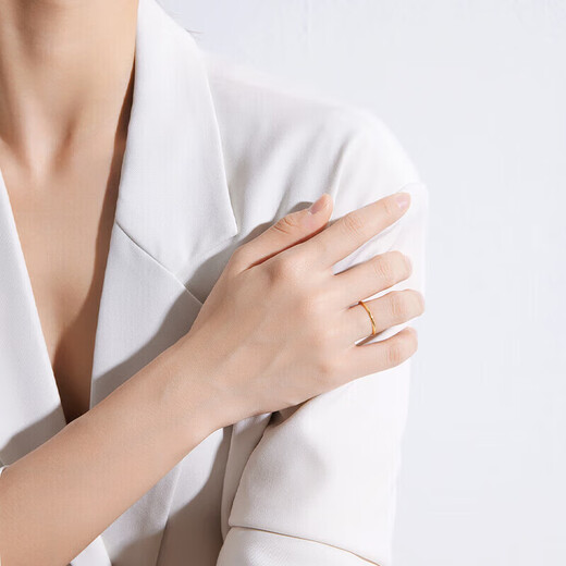 Lingmeng Gold Three Lives Three Worlds Plain Ring 9999 Pure Gold Ring Men's and Women's Couple Ring Gold-plated Aperture Tail Ring Smooth Ring No. 14 1g