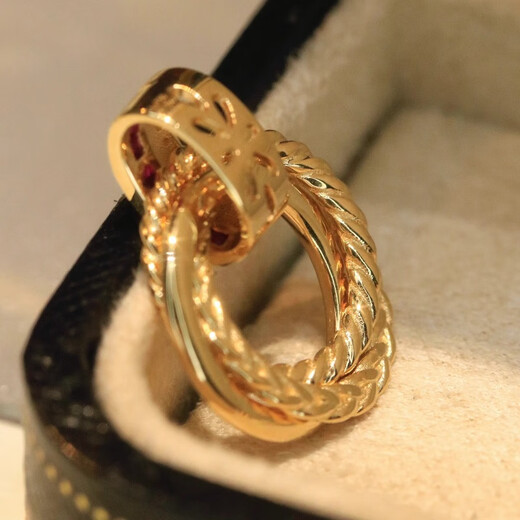 Orenchi Necklace for Women Natural Ruby 18K Gold Diamond Pendant Luxury Jewelry Wedding Anniversary Birthday Gift for Wife Ruby Three Ring Design Necklace