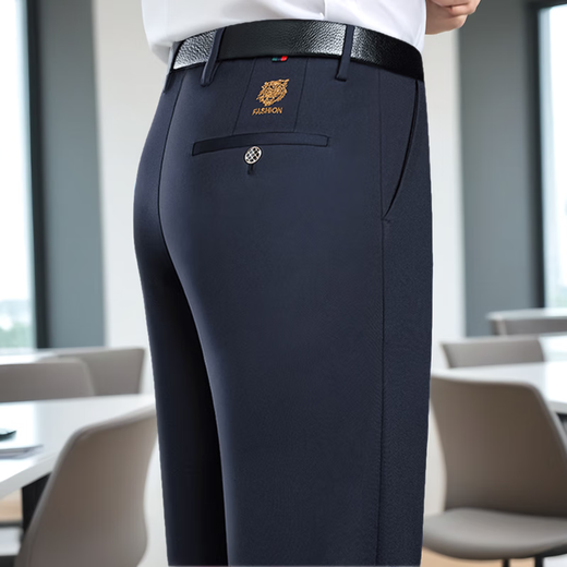 Woodpecker (Tucano) Casual Hosen für Männer Frühling und Herbst gerade lose Hosen für Männergeschäft komfortable elastische Nicht-Eisen-Anzughose für Herrenkleidung 686A Schwarzer reguläres regulär 38 ca.