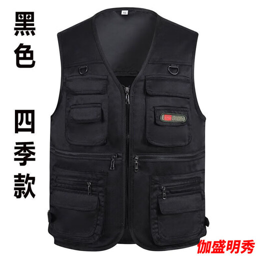 郦狼春秋休闲马夹多兜中老年钓鱼四季坎肩多口袋背心男士春夏网眼 四季款 绿色 男士马甲 XL  体重110斤-135斤