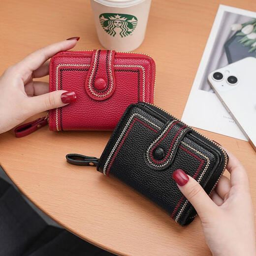 Calculat/Keen Card Bag Damen Exquisites Zertifikat Aufbewahrung Tasche Echtes weiches Leder High-End-Brieftasche integrierter Mode und dünner Trend charmant rot