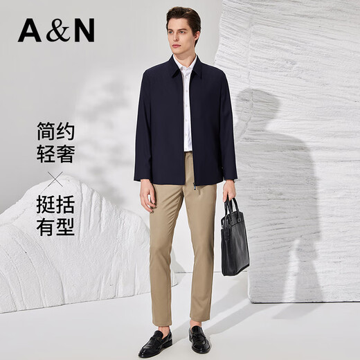 安东尼奥【100%高支精纺羊毛】细腻纯色翻领高端休闲外套男挺括商务夹克