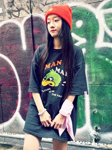 American Trendy Brand Human Makon Year Year Limited kurzärmelige Männer Paar Sommer Cartoon Tier T-Shirt Frauen Top 3886 Black S