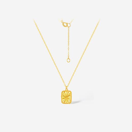 Saturday Blessing Yellow 18K Gold Necklace Geometric Square Color Gold Necklace Birthday Gift C0614876 40+5cm