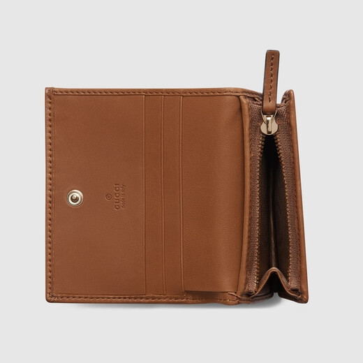 GUCCI古驰Gucci Horsebit 1955系列小号钱包 米色和深棕色 均码
