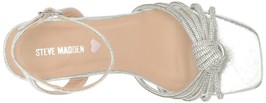 Steve Madden Girls' Lucia Heeled Sandals, Silver, 4 Olds Silver 4 Olds